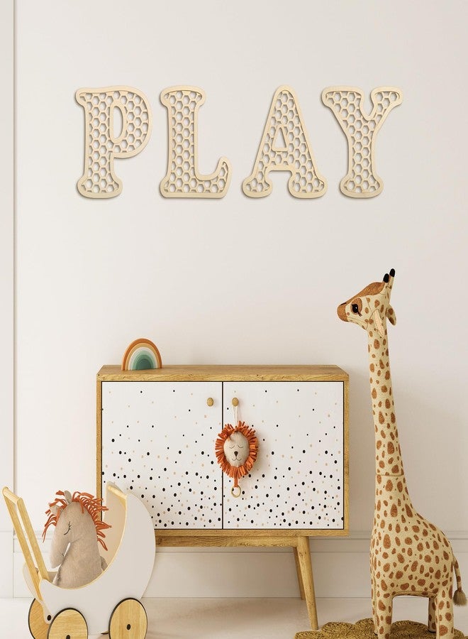 RattanView Wooden Play Rattan Letters Set Playroom Decor Boho Wall Signs Play Wooden Rattan Letters Wall Decor for Playroom Art Nursery Room Decorations(Wood Color) - Image 4